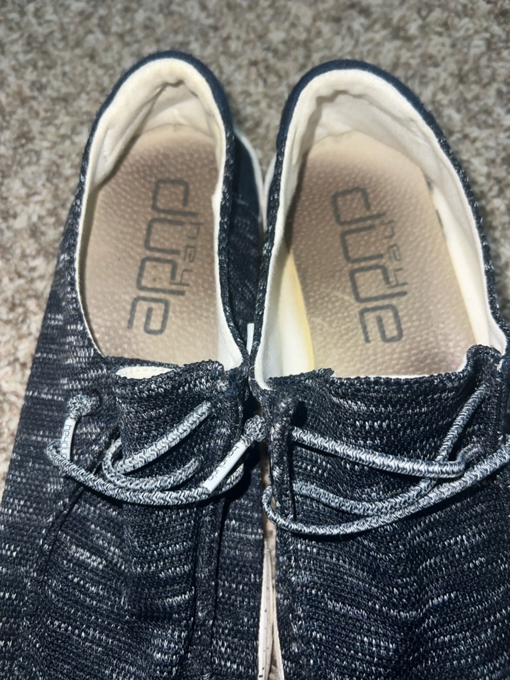 Hey Dude Wendy Sox Slip-Ons — Navy Knit with Speckled White Sole - Women’s 10 - Picture 11 of 14